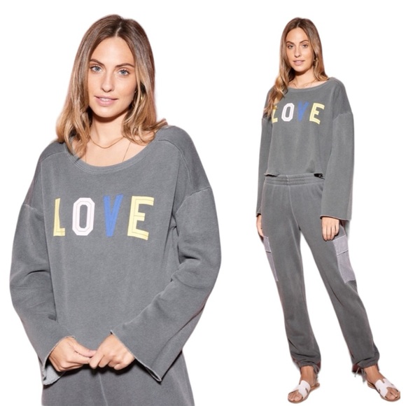 Wildfox Flora Love oversized grey sweatshirt - Picture 1 of 6